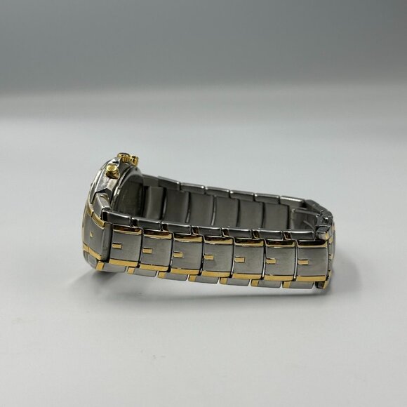 Pulsar Chronograph Watch Men Silver Gold Two-Tone Blue Dial New Battery 8.25" - Picture 8 of 12